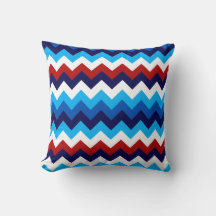 Cute Rött vitt blått Chevrons Dekorativ kudde