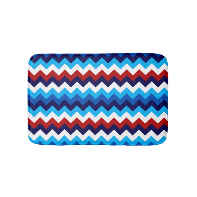 Cute Rött vitt blått Chevrons Small Bath Mat Badrumsmatta (Framsidan)