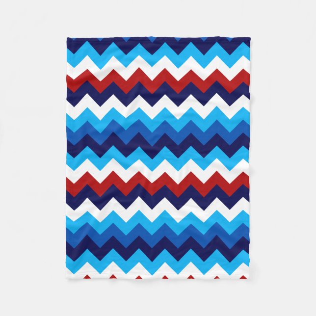 Cute Rött vitt blått Chevrons Small Fleece Blanket (Framsidan)