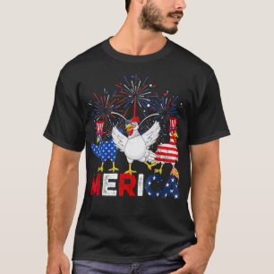 Cute Rött vitt blått Chicken American Flagga Farme T Shirt