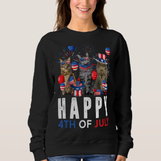 Cute Rött vitt blått Maine Coon Patriotic Lycklig T Shirt