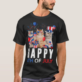 Cute Rött vitt blått persian Cat Patriotic Lycklig T Shirt