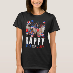 Cute Rött vitt blått Siamese Cat Patriotic Lycklig T Shirt