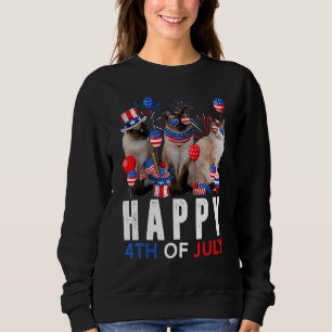 Cute Rött vitt blått Siamese Cat Patriotic Lycklig T Shirt