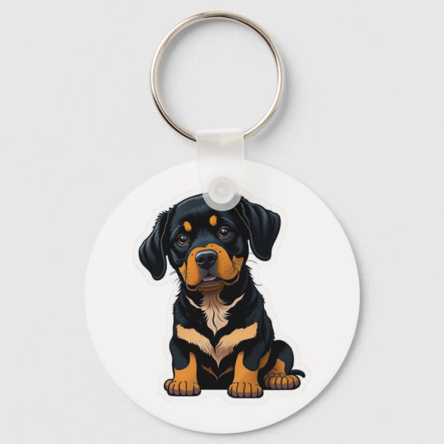 Cute Rottweiler - Gifts for Rottweiler Hundägare Nyckelring (Framsida)