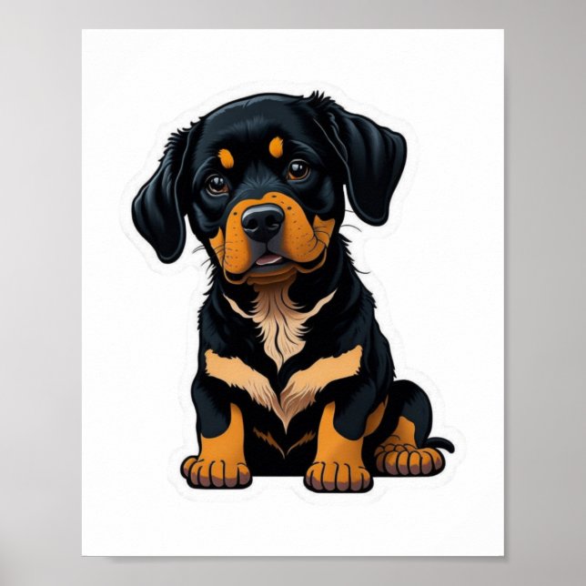 Cute Rottweiler - Gifts for Rottweiler Hundägare Poster (Framsidan)
