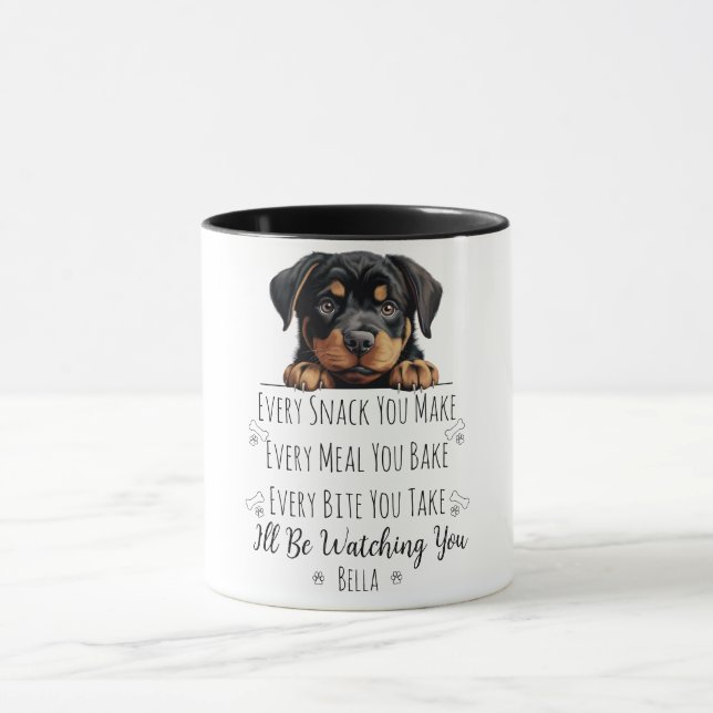 Cute Rottweiler Hund Funny Anpassningsbar Mugg (Center)