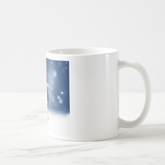 Cute Rottweiler Hund jultomten Hat Snö Stars Kaffemugg (Höger)