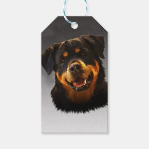 Cute Rottweiler Hund Vatten Färg Art Porträtt Presentetikett