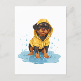 Cute Rottweiler Hund Wearing Rainrock Vykort