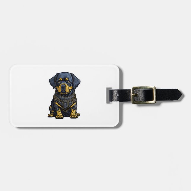 Cute Rottweiler i pansar Bagagebricka (Horisontell Framsida)