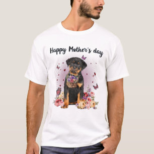 Cute Rottweiler Mamma Flower Lycklig Mors dag Kärl T Shirt