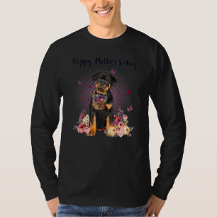 Cute Rottweiler Mamma Flower Lycklig Mors dag Kärl T Shirt