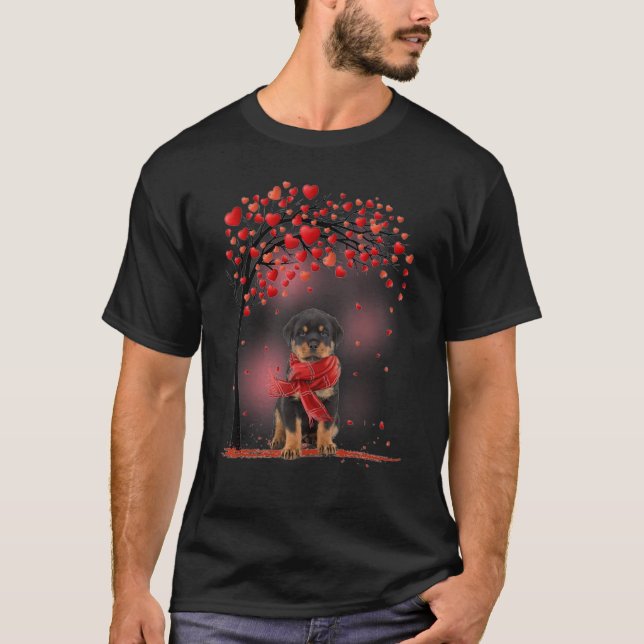 Cute Rottweiler par Valentine Kärlek Träd Hundar H T Shirt (Framsida)