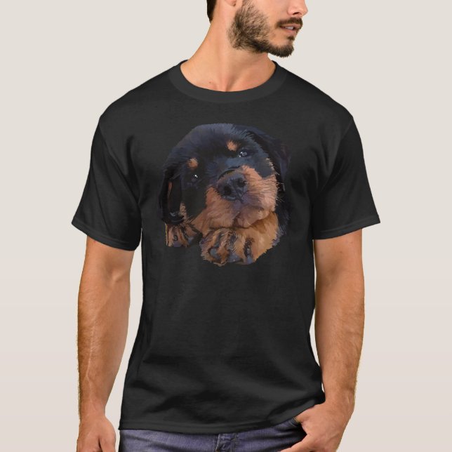 Cute Rottweiler Puppy 43 T Shirt (Framsida)