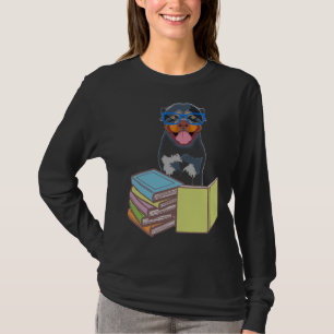 Cute Rottweiler Puppy Hund Bookworm Passionate Bok T Shirt