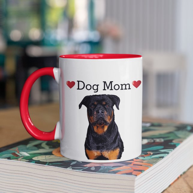 Cute Rottweiler Rottie Heart Hund Mamma Puppy Mugg (Dog mom Rottweiler coffee mug)