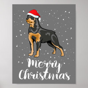 Cute Rottweiler Santa Hat God jul Costume Poster
