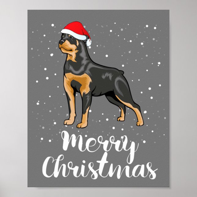 Cute Rottweiler Santa Hat God jul Costume Poster (Framsidan)