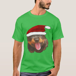 Cute Rottweiler Valp Wearing Helgdag Santa Hat T Shirt