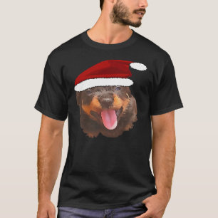 Cute Rottweiler Valp Wearing Helgdag Santa Hat T Shirt