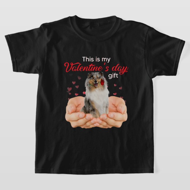 Cute Rough Collie Det här är min Valentines day Pa T Shirt (Laydown)