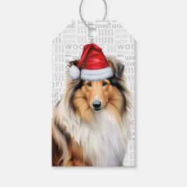 Cute Rough Collie Hund jul Presentetikett