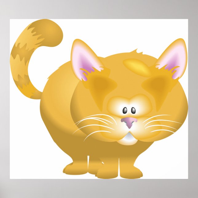 Cute Round Ginger Tabby Cat Poster (Framsidan)