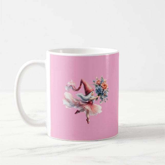Cute Round Gnome in Pink Tutu Men's T-Shirt Kaffemugg (Vänster)