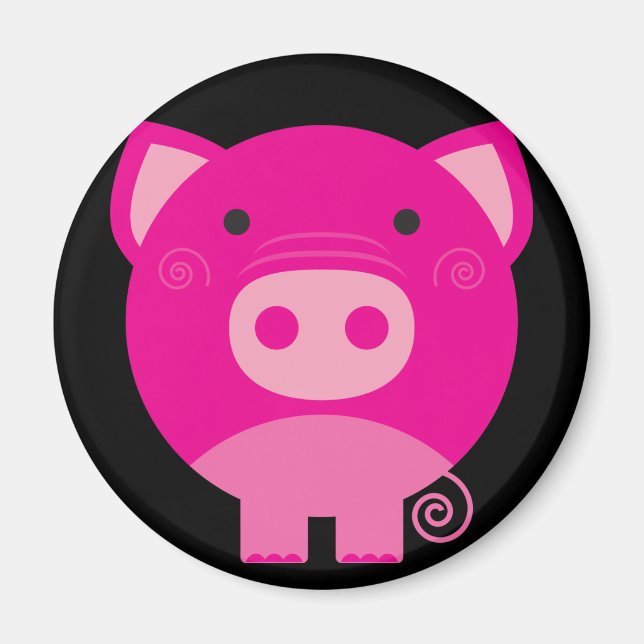 Cute Round Gris Tecknad Magnet (Framsidan)