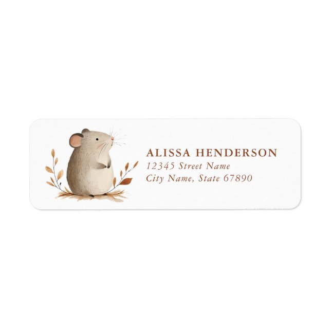Cute Round Mouse-Returetiketter Returadress Etikett (Framsidan)