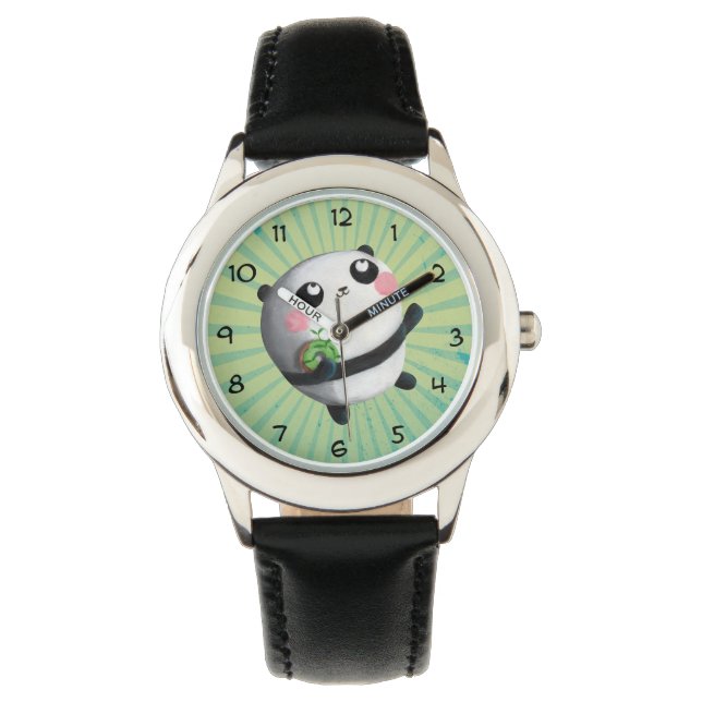 Cute Round Panda Armbandsur (Framsida)