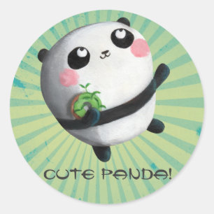 Cute Round Panda Runt Klistermärke