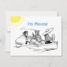 Cute Row Boat Flat Jag är Flytta Announcement Card