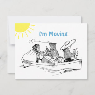 Cute Row Boat Flat Jag är Flytta Announcement Card Meddelande