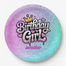 Cute Royal Birthday Girl Party Papper Plate