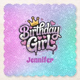 Cute Royal Birthday Girl Party Papper Underlägg