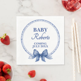 Cute Royal Blue Boy Baby Shower Pappersservett