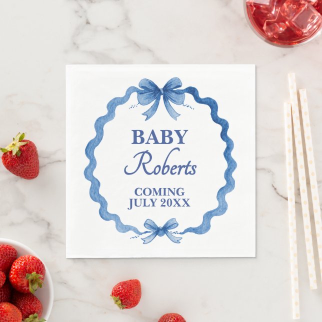 Cute Royal Blue Boy Baby Shower Pappersservett (Insitu)