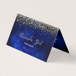 Cute royal blue guld faux glitter visitkort