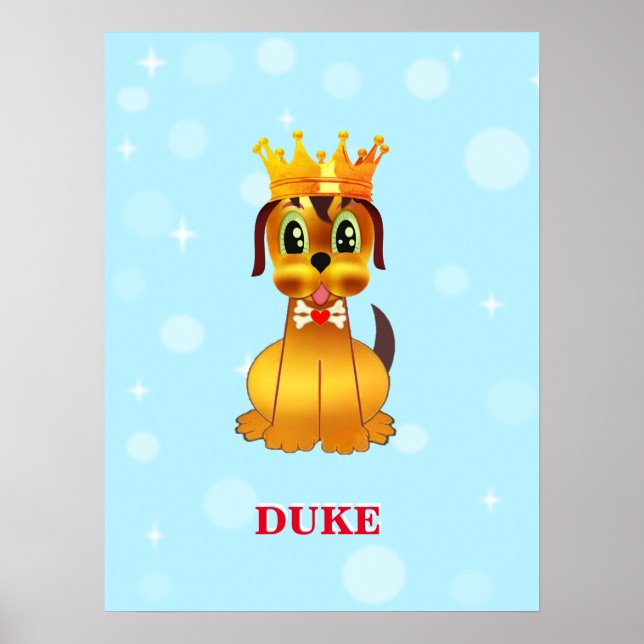 Cute Royal Puppy Hund Tecknad Poster (Framsidan)