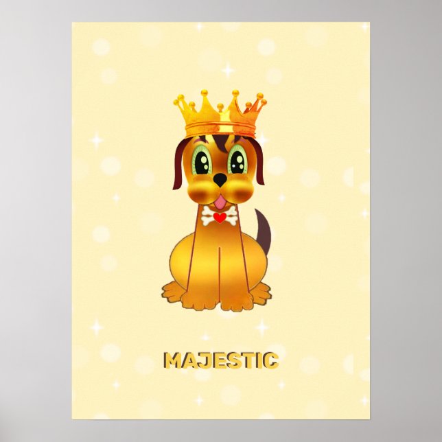 Cute Royal Puppy Hund Tecknad Poster (Framsidan)