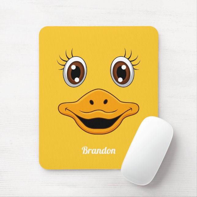Cute Rubber Anka Ansikte Gult Ducky Musmatta (Med mus)