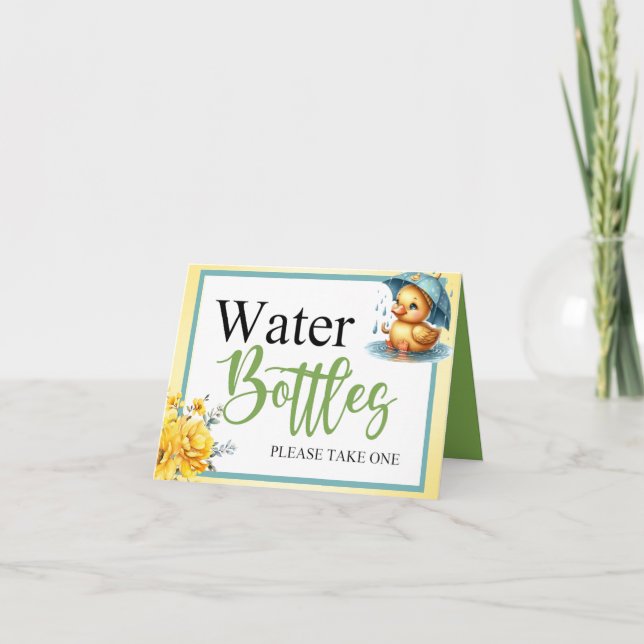 Cute Rubber Anka Baby Shower Vattenflaska Bord Kort (Framsida)