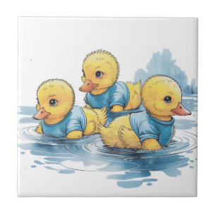 Cute Rubber Anka i Blue Clothing Kakelplatta