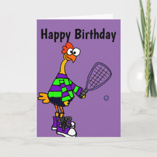 Cute Rubber Chicken spelar Racquetball Tecknad Kort