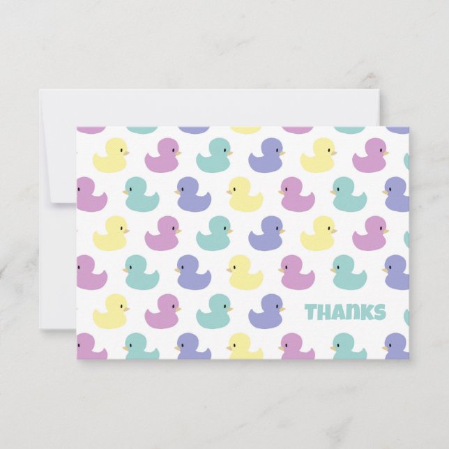 Cute Rubber Duck Gender Neutral Flat Thank You Kort (Framsida)