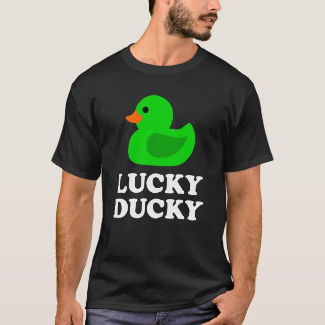 Cute Rubber Duck Lucky Ducky Quack Cool Animal Gra T Shirt (Framsida)