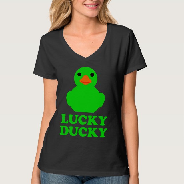 Cute Rubber Duck Lucky Ducky Quack Cool Animal Gra T Shirt (Framsida)