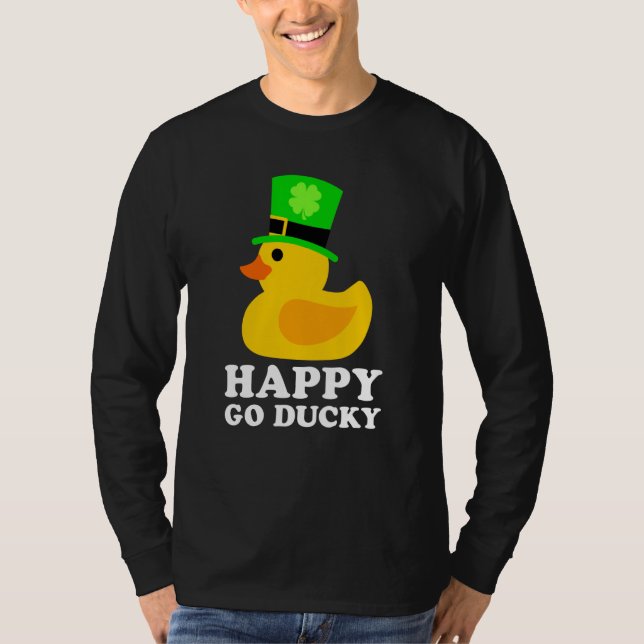 Cute Rubber Duck Lucky Four Leaf C Leprechaun Hat  T Shirt (Framsida)